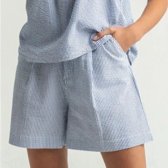 NWT Brixton Victory Seersucker Stripe Trouser Shorts High Waist - Picture 3 of 10